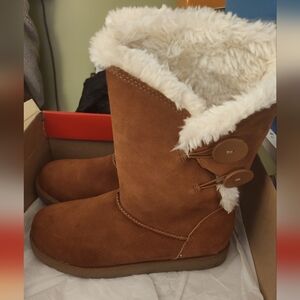 SO Women's Winter Genuine Suede Mid-Calf Boots, Size 7